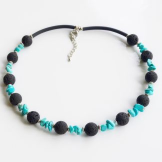 Turquoise and Natural Volcanic Lava Choker